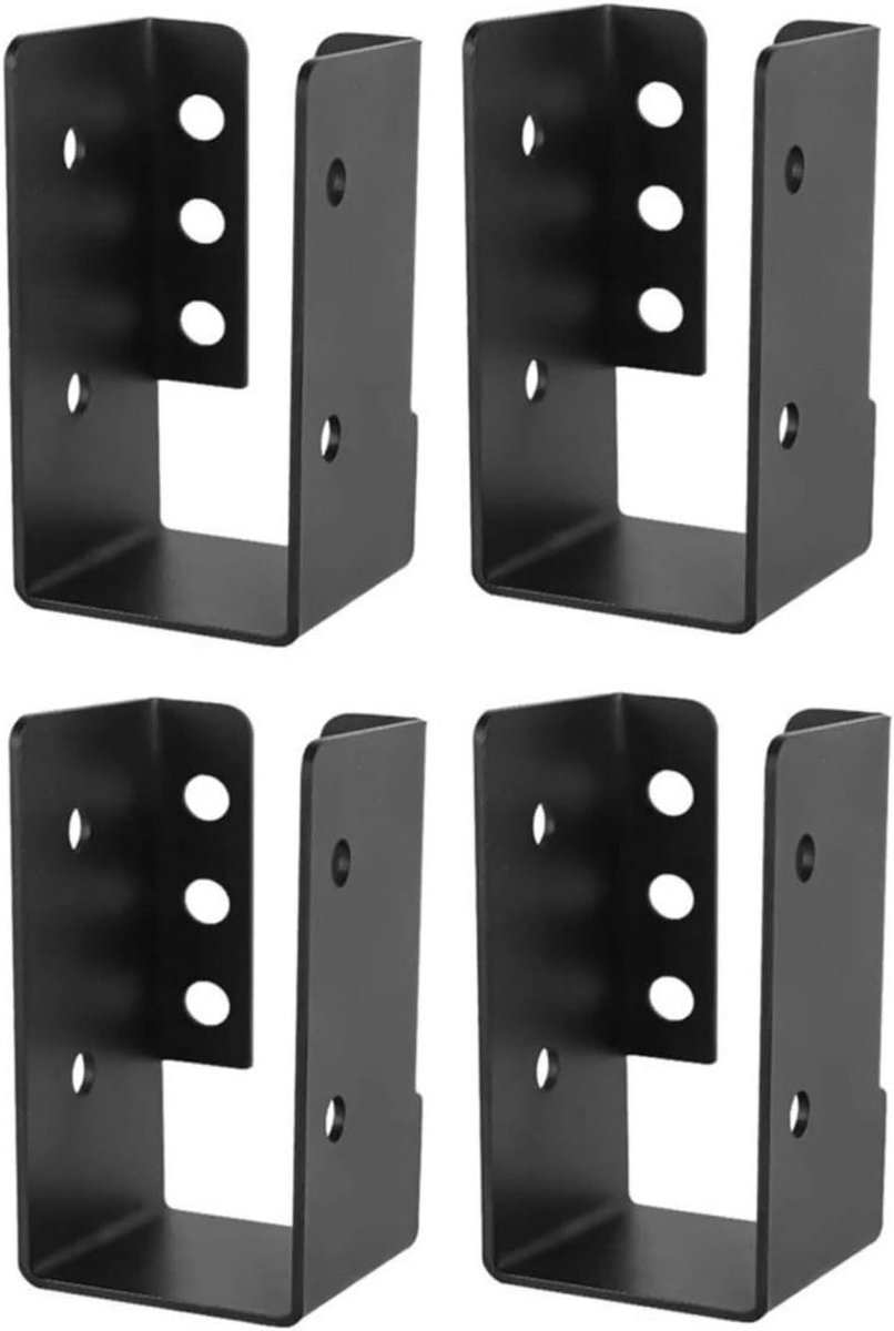 Stevige Hoekbeugels - Houtverbinder Bevestiging - Houtconstructies Versterken - Weerbestendig Metaal - 4 Stuks - Zwart