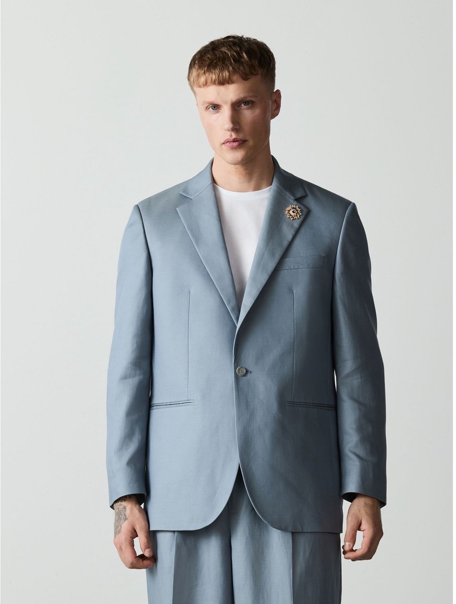Next - Heren - Colbert met losse pasvorm en broche - Regular - Blauw