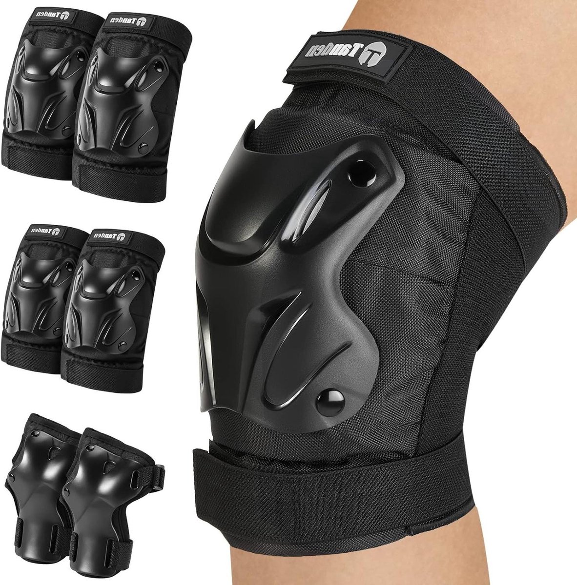 Tanden Beschermende uitrusting voor volwassenen, knie- en elleboogbeschermers, polsbeschermers voor rolschaatsen, skateboarden, skatepads, kniebeschermers voor volwassenen voor mannen en vrouwen