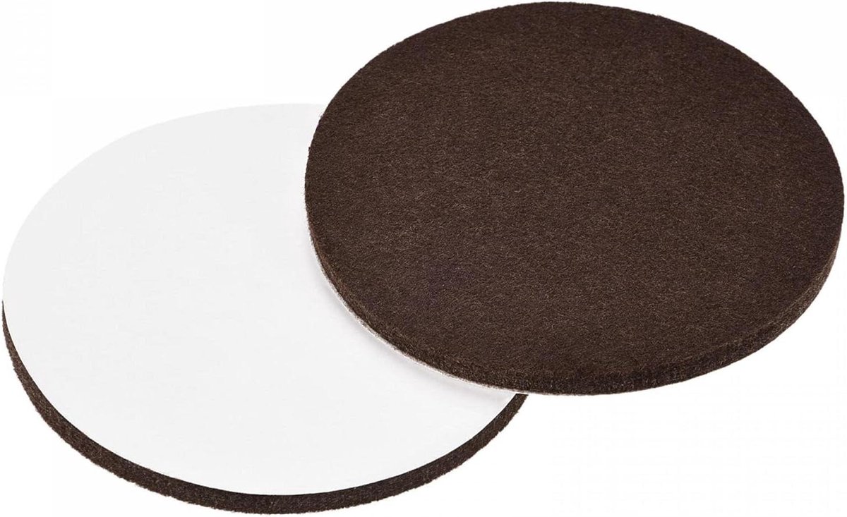 Vilten Pads - Vloerbeschermers Meubels - Meubels Verplaatsen - Zelfklevend Anti-kras - 90 mm Rond - Bruin