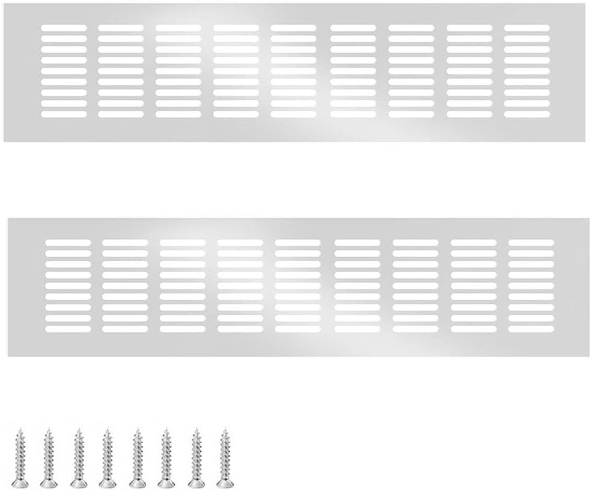 Set van 2 Ventilatieroosters van Aluminium 80 x 400 mm | Wandventilatie met Insectenbesche