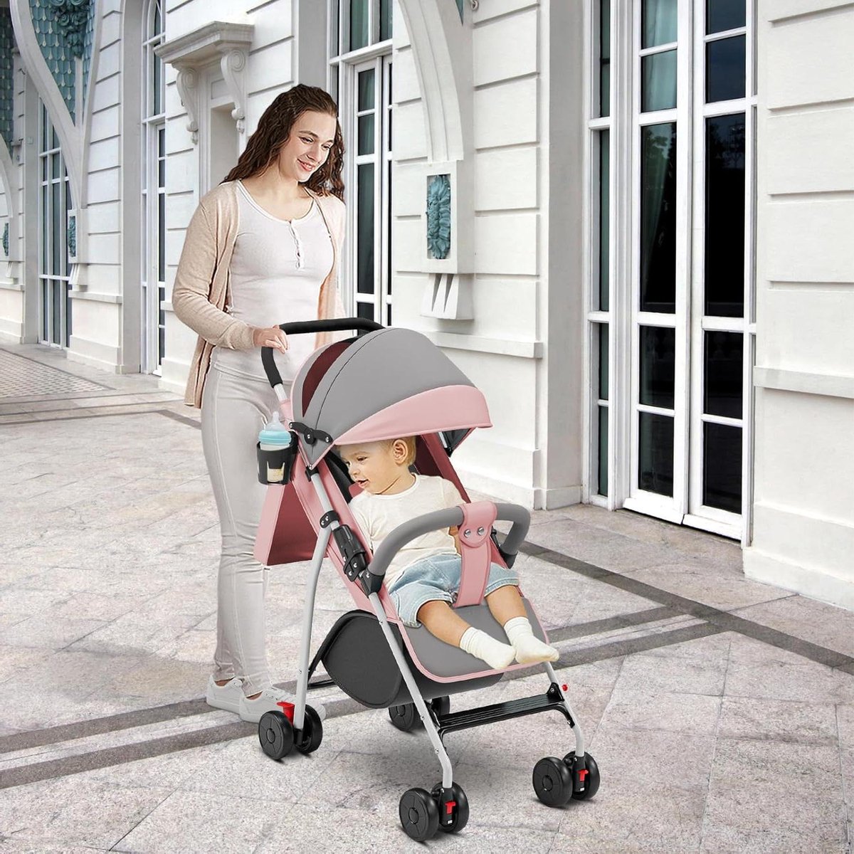 Kinderdriewieler Loopfiets Peuter Veilig Spelen 4-in-1 Functionaliteit Tot 25 kg C-Pink
