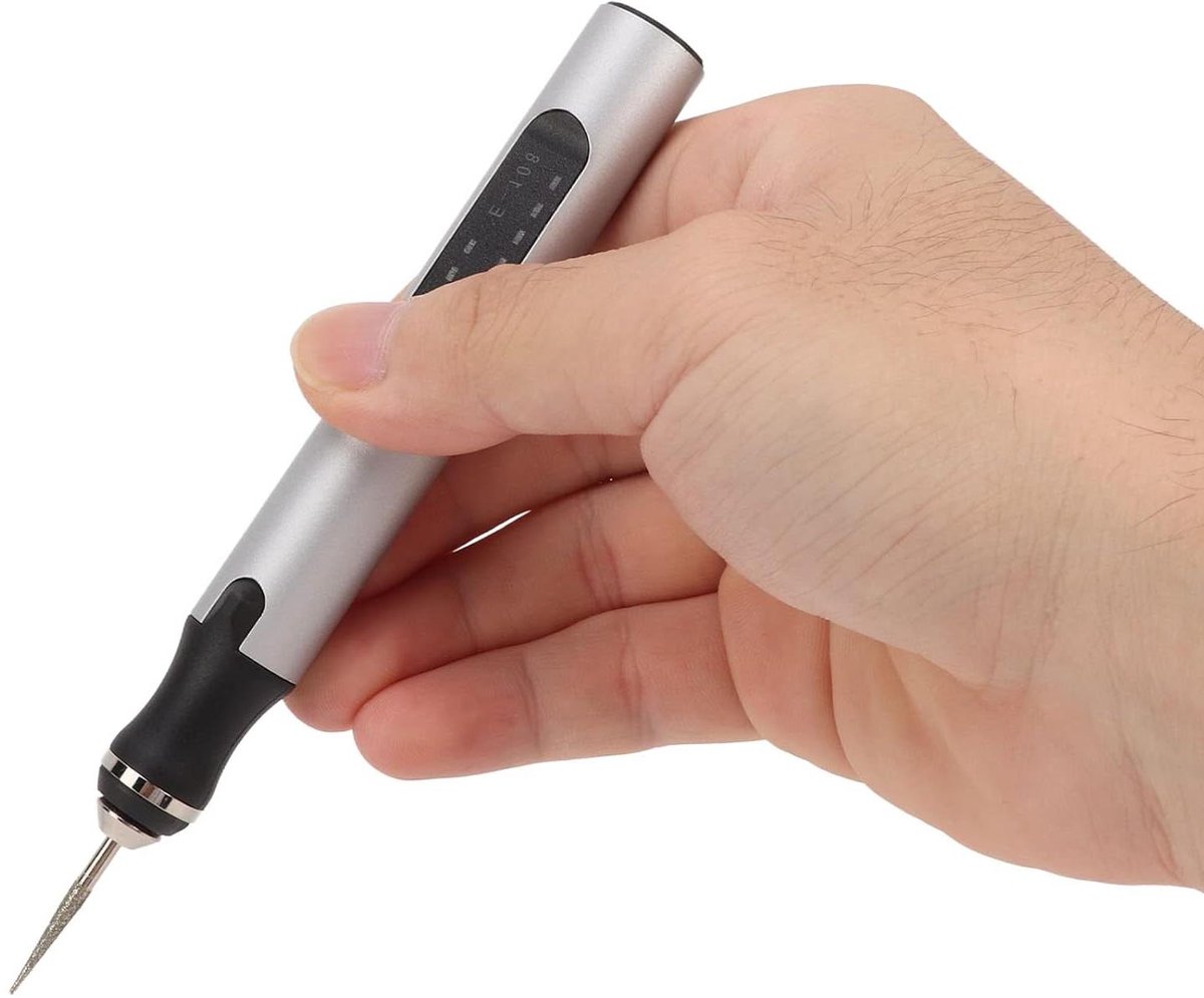Mini Micro-graveur - Graveerset - Materiaal Bewerken - Automatische Uitschakeling - 108 Delig - Grijs