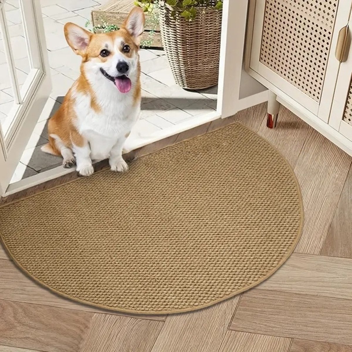 50 X 80 Cm — Bruin Halfrond Vloerkleed Van Imitatie-Sisal | Antislip, Wasbare Entreemat | Absorberend, Antislip, Wasbaar, Anti-Fouling Deurmat,Geschikt Voor Voor- En Achterdeuren, Entrees En Keukens