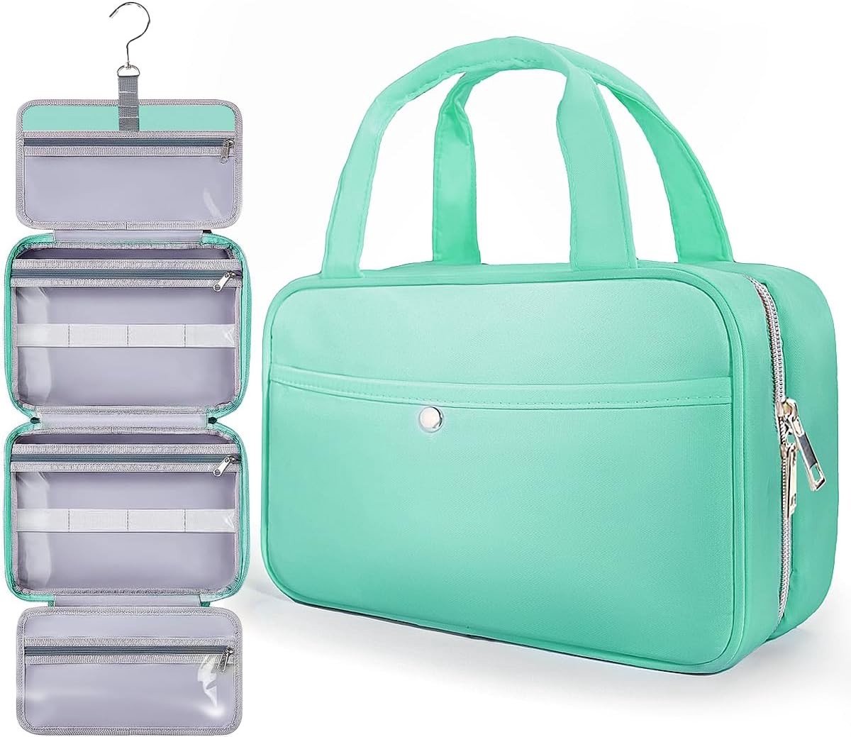 Waterdichte Make-up Tas voor Reizen, Cosmetica Organizer, Groene Kleur, Compact en Ruim