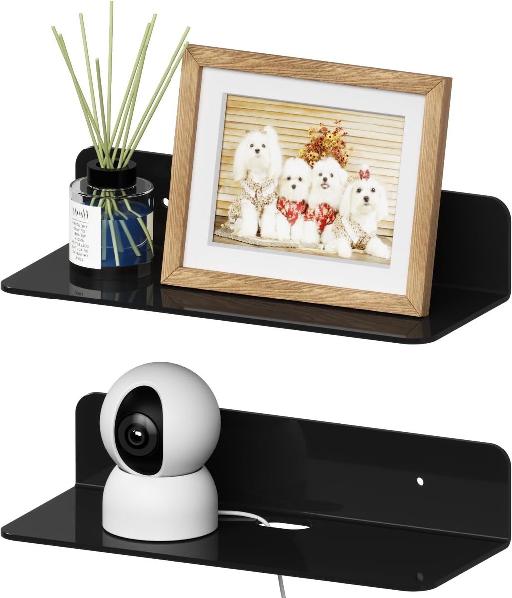 23 cm Zwarte Acryl Planken - Set van 2 voor Wandmontage en Decoratie