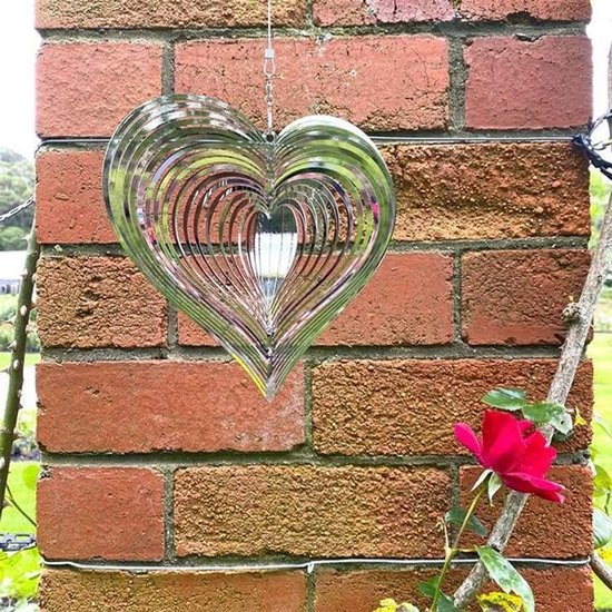 Kinetische Wind Spinner van Roestvrij Staal voor Tuin Decoratie - 3D Hangende Windvanger voor Binnen en Buiten, Beweging en Kunst in de Tuin — afbeelding 4