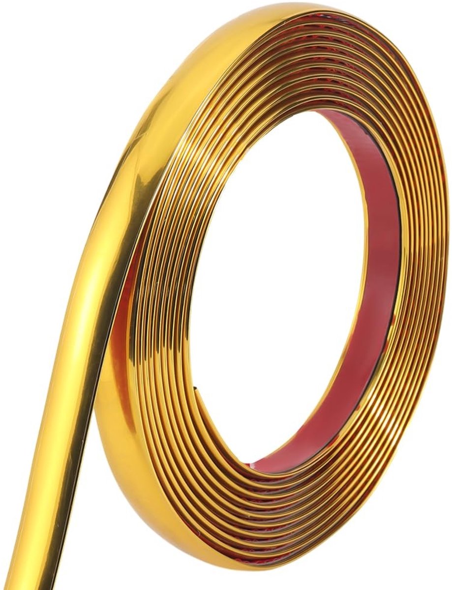 Dailygoods - Lijst en trim - Zelfklevend - Goud - Flexibel - Waterdicht - Voor vloer, meubels, plinten - 5M x 1,8 cm