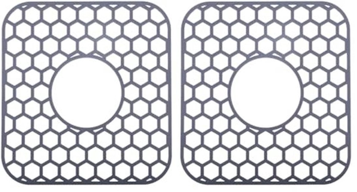 2 stuks gootsteenbeschermers voor de keuken, 31,5 x 29,2 cm hittebestendige siliconen gootsteenmat met honingraatvormige afvoerpads, vaatwasmachinebestendig voor de bodem van porseleinen en roestvrijstalen gootsteen (grijs)
