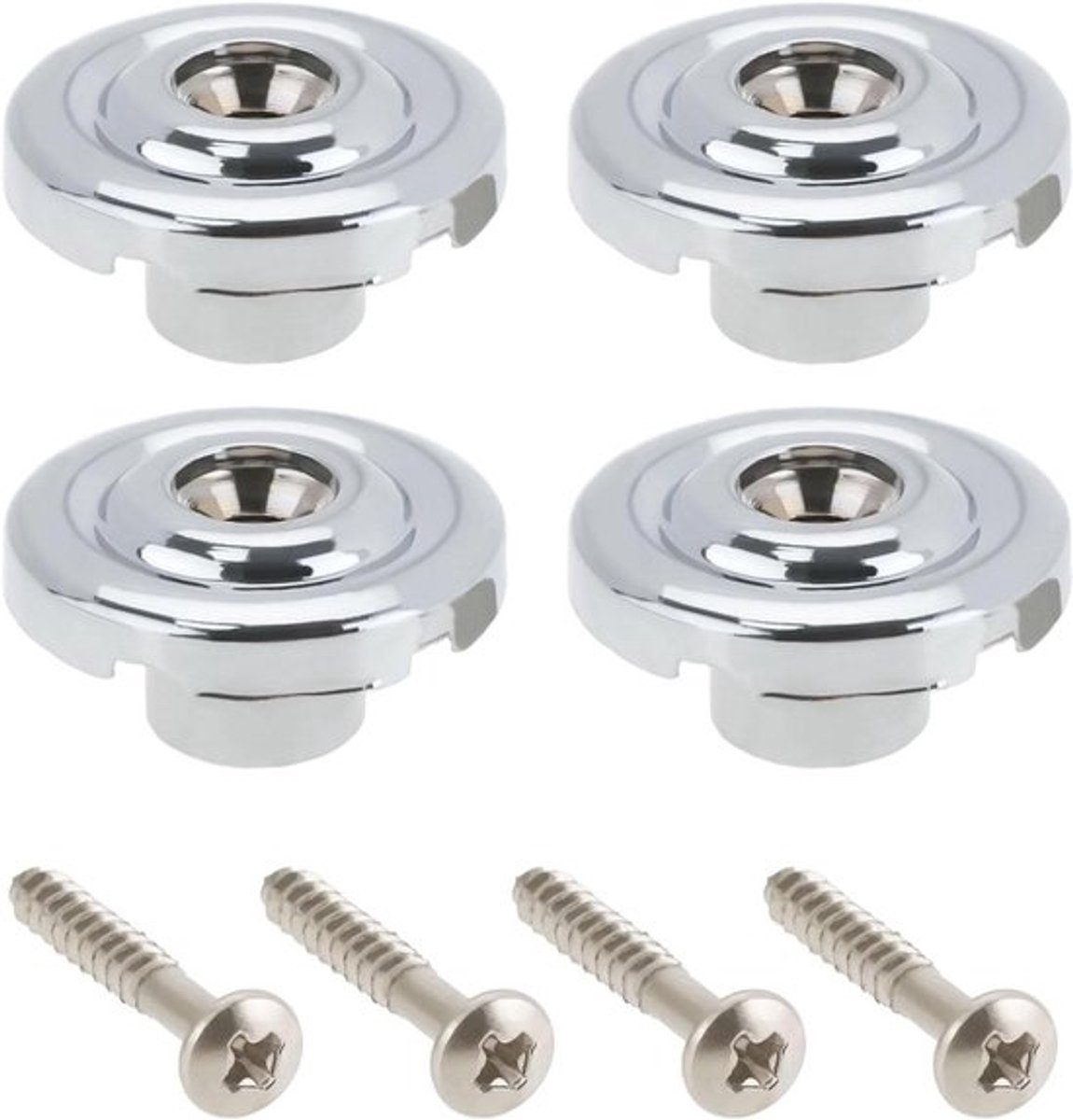 Set van 4 ronde elektrische bas String Retainers - 18X10mm - Zilver - met schroeven