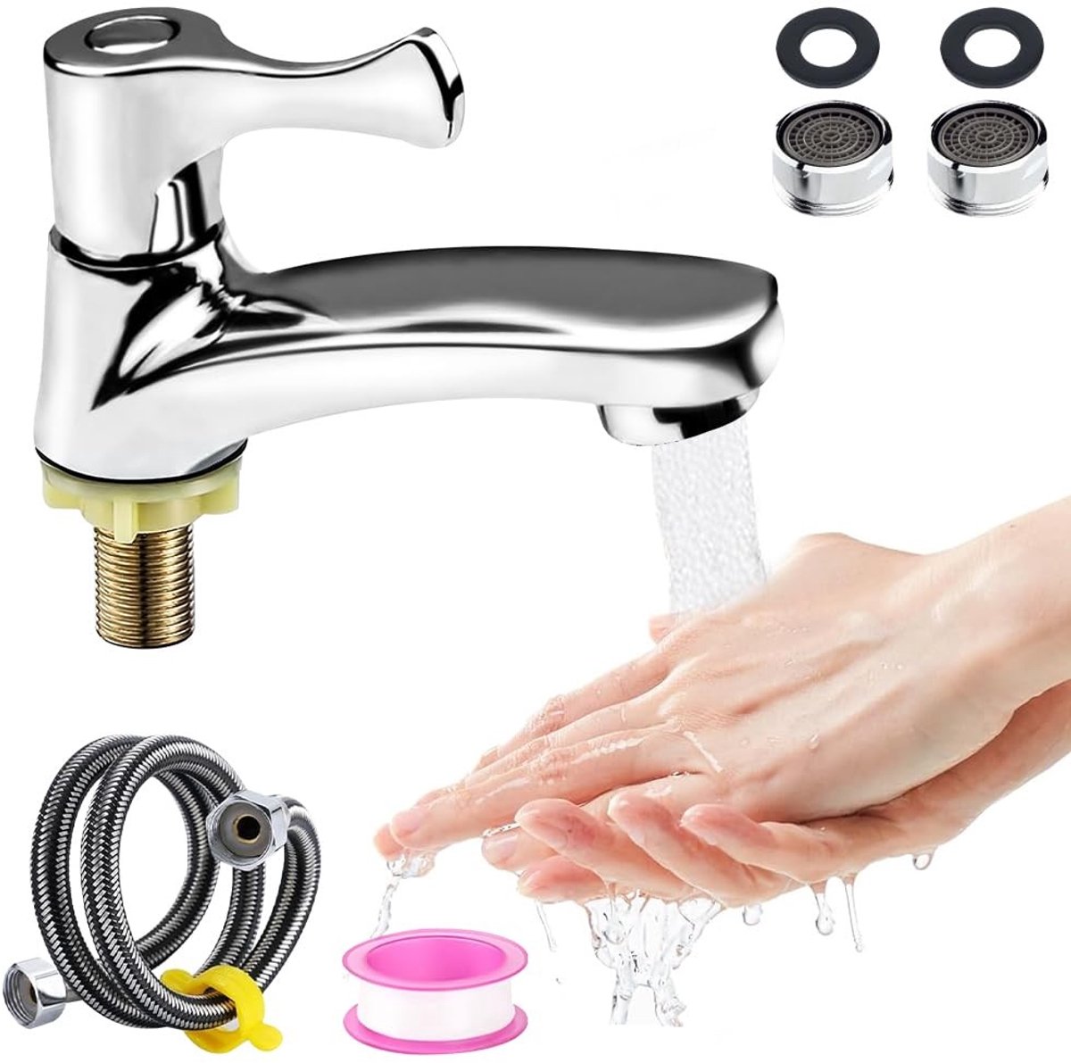 Vlemico - Single cold water tap - Koudwaterkraan - Duurzaam en elegant - Geborsteld - Modern ontwerp - Perfect voor keuken en badkamer