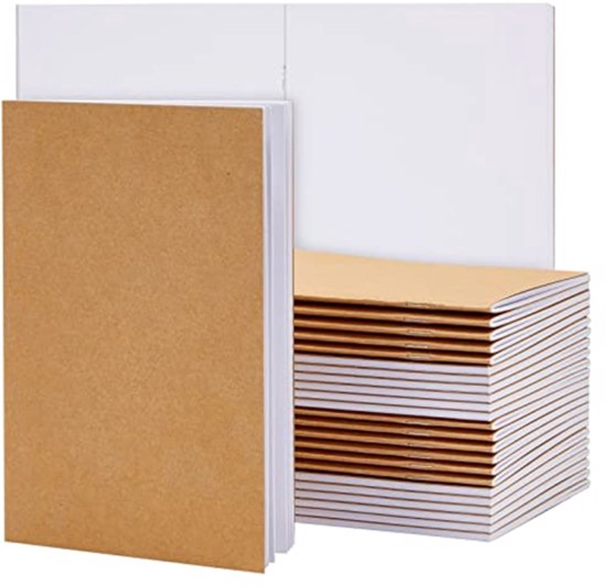 A5 Kraft Notitieboekjes - Blanco Ongevoerde Tijdschriften - 14 x 21,6 cm - 24-Pack