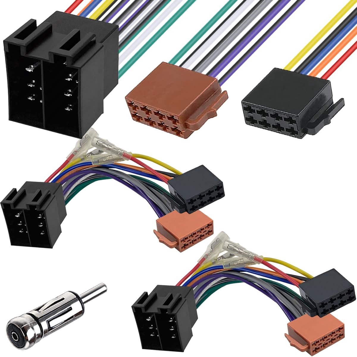 Vlemico - ISO-aansluitkabel autoradio - 16-pins DIN-stekkeradapter - Geschikt voor voertuigaudio - Auto Accessoires - Geluidsverbetering - Audio In...