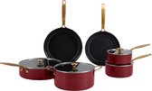 Combekk Element Expert pannenset 10-delig - PFAS-vrij - 100% gerecycled aluminium - Non-stick keramische antiaanbaklaag - Geschikt voor inductie - Bordeaux
