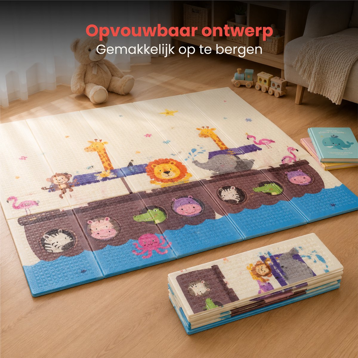 Teddle Speelmat Baby – Dubbelzijdig Speelkleed voor Baby - 200x180cm - Opvouwbare Speelmat - Kruipmat - Speelmat Foam - Met Letters en Cijfers thumbnail 5