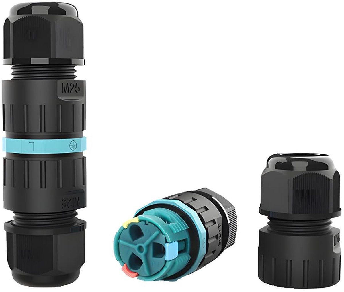 Dailygoods - Kabeldoos - Waterdichte kabelconnector - Duurzaam en veilig - Zwart - Tuinkabelmof - Geschikt voor buitengebruik - Verbindingsdoos voor a