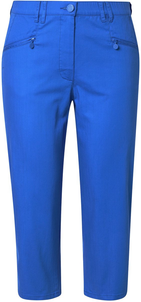 Ulla Popken - Dames - 7/8-jeans Mony elastische tailleband ritszakken - Pauwenblauw - Maat 52