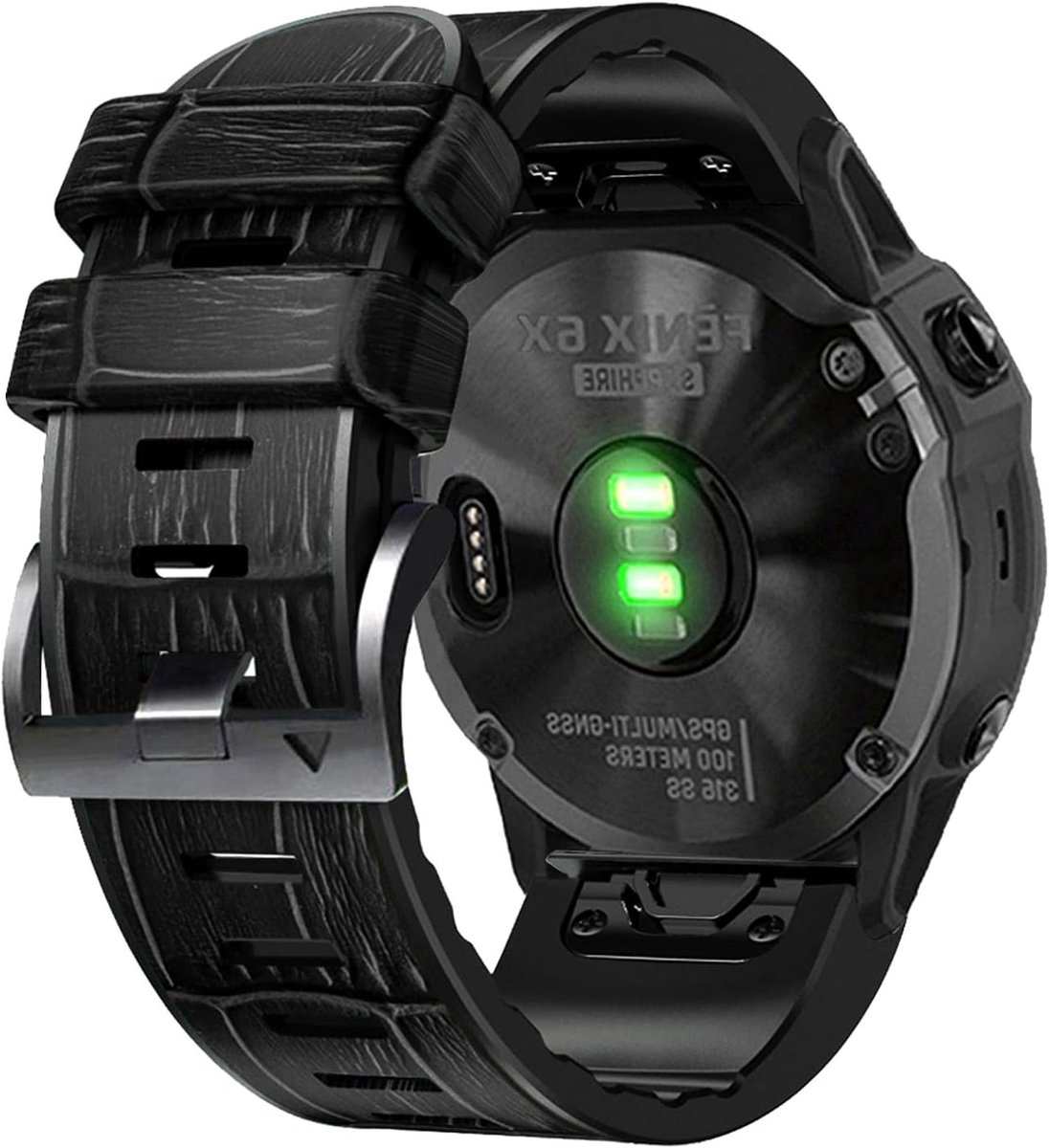 26mm Horlogeband voor Garmin Fenix 7X, Enduro 2, Fenix 6X en Tactix 7 Pro - Zacht Vintage Echt Leer en Hybride Silicone, Zweetbestendige Polsband voor Sport en Dagelijks Gebruik