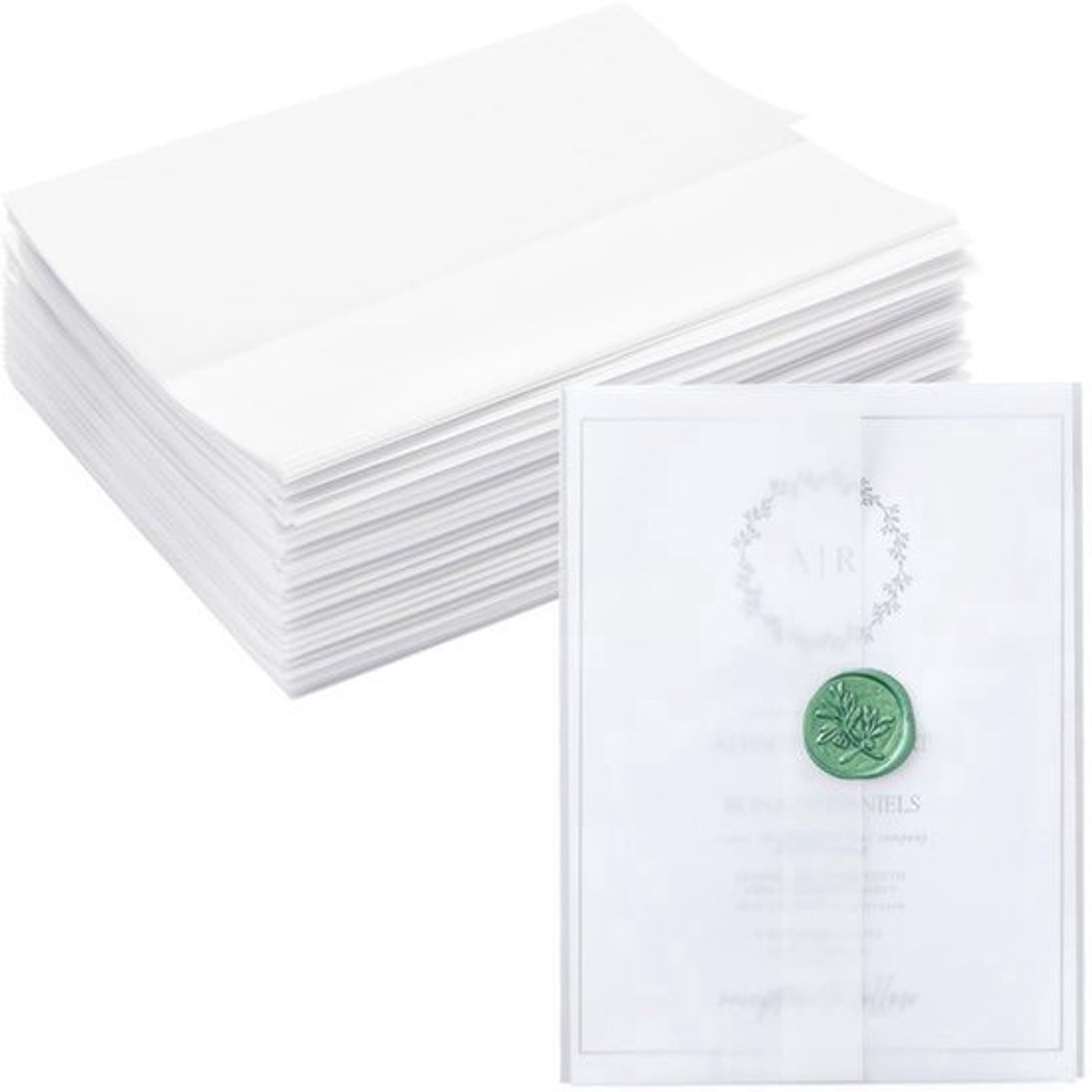 100 Stuks Vellum Jassen - Voorgevouwen Transparante Enveloppen - Geschikt voor 5x7 Uitnodigingen