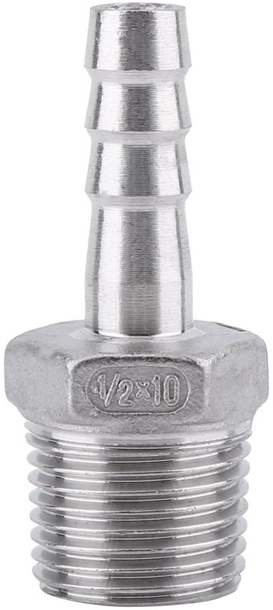 SS304 Barb Slangaansluiting 1/2" BSP - RVS Koppeling voor Slangen 10mm