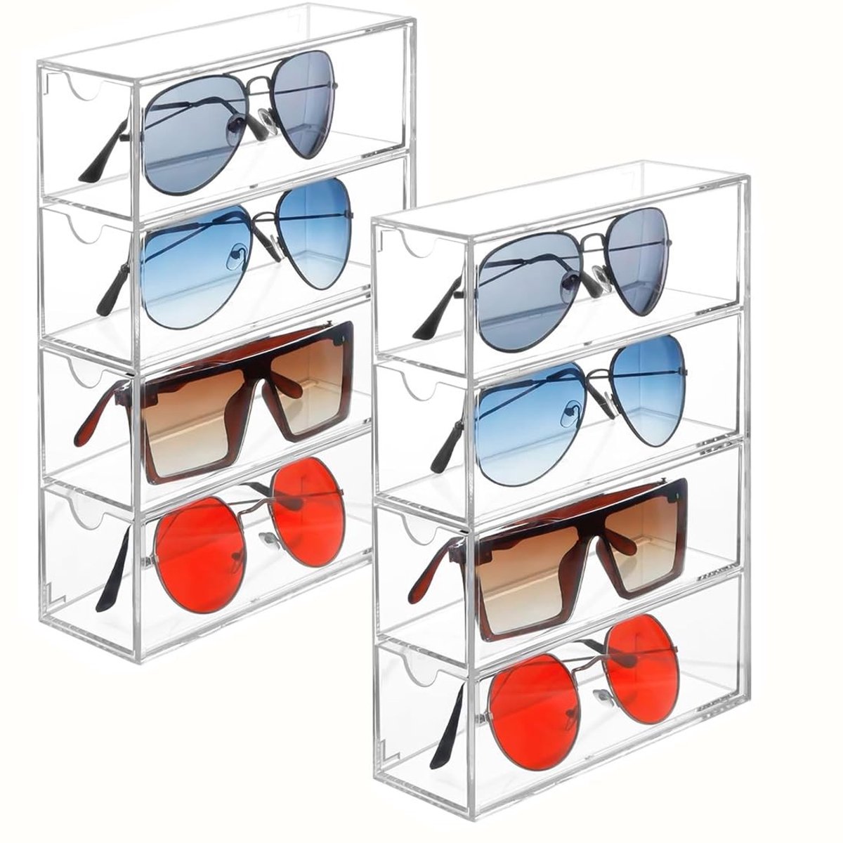Jhubersproducts - Acryl Zonnebril Opbergdoos - Bril Organizer - Perfect voor Meerdere Brillen - Transparant - Sieraden en Horloge Opbergbox - Voor Hem
