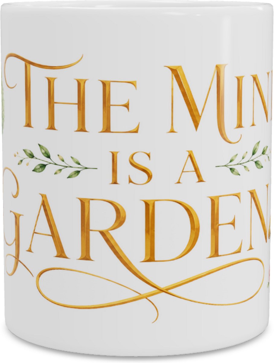 Mok - The Mind Is A Garden - Breinvormige Boom met Gieter - Botanisch Design - Psychologie Cadeau