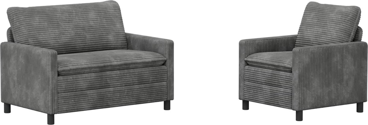 vidaXL - Bankstel - 2 - st - Lichtgrijs - Polyester