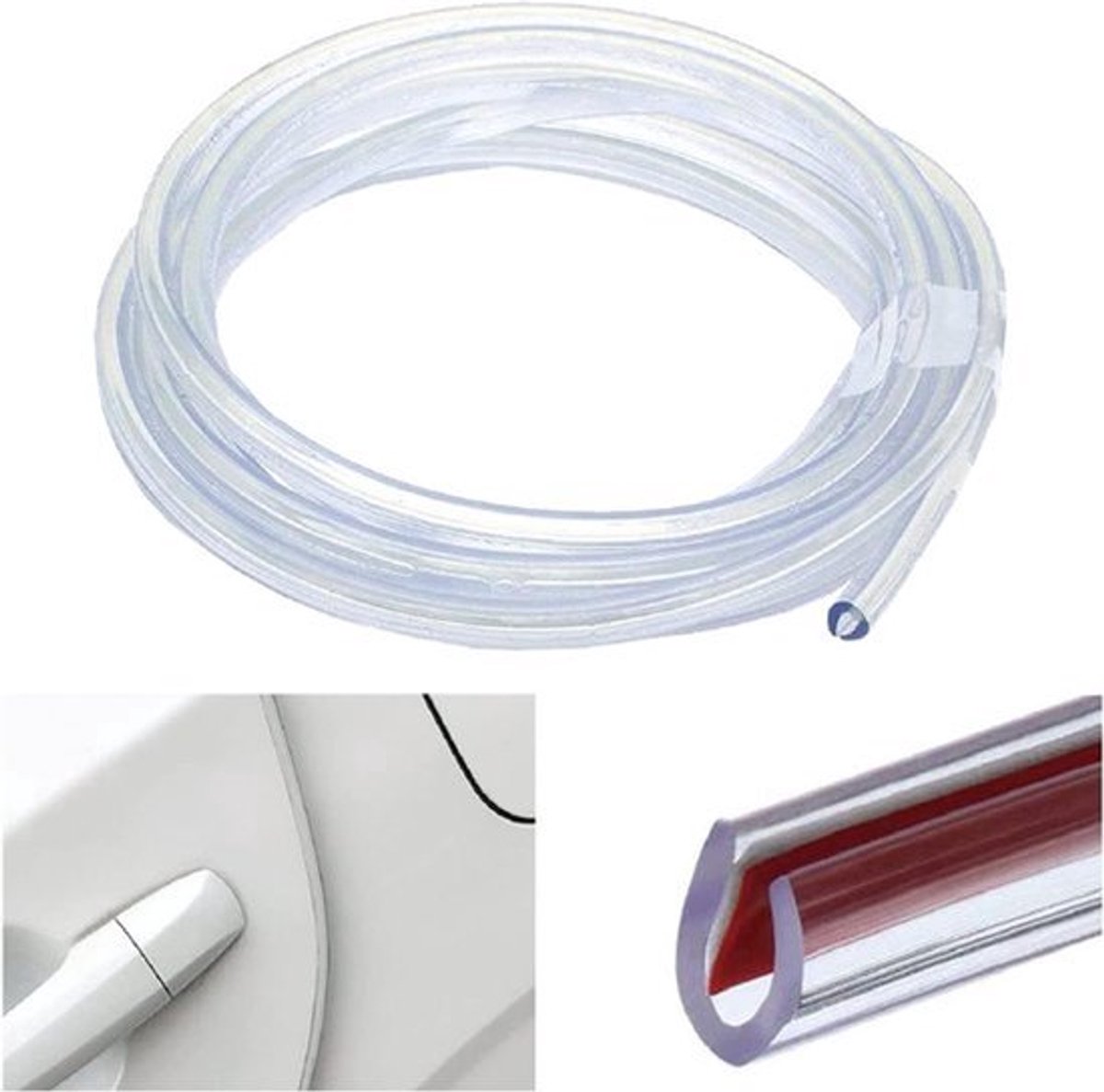 Hoekbeschermer strip 5 m rubber U-vorm afdichting voor auto's (transparant)