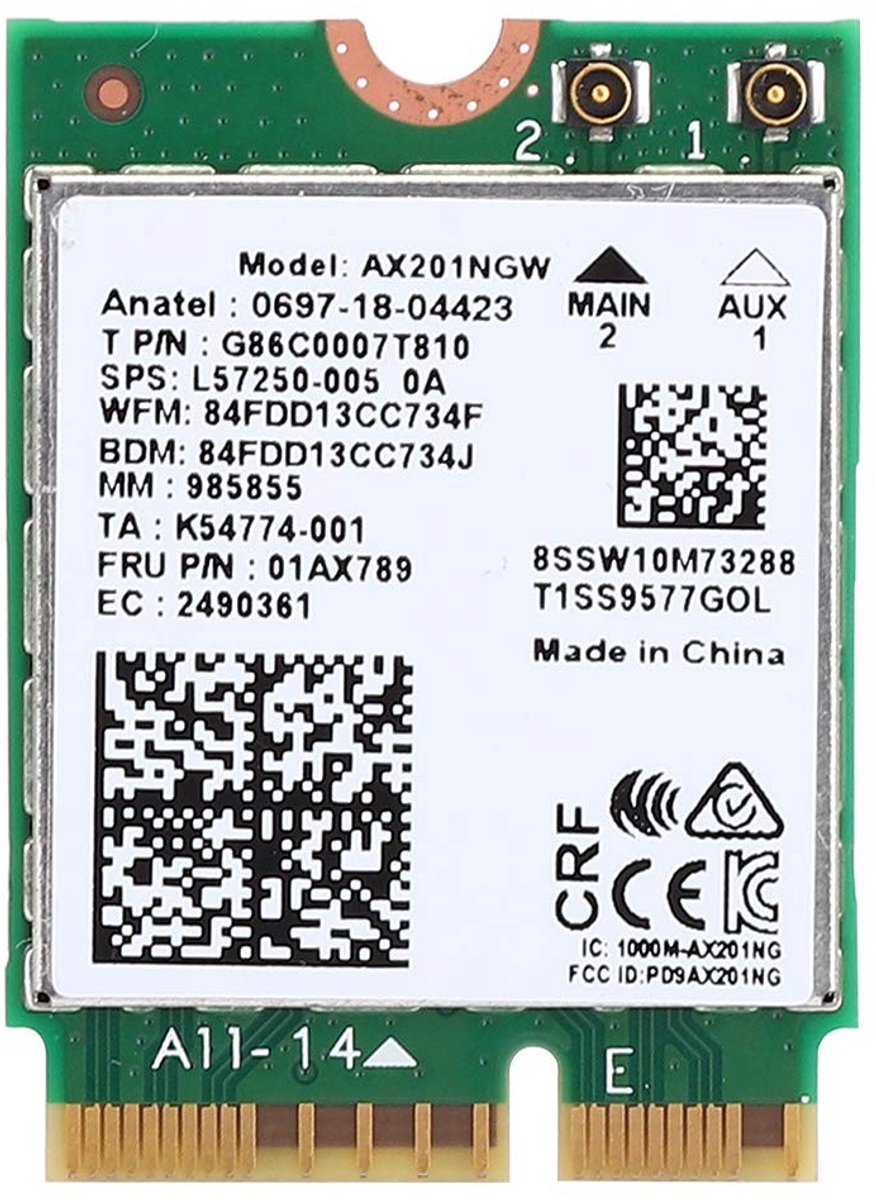 Dailygoods - AX201NGW WiFi-Kaart - WiFi 6 - Draadloze Netwerkkaart met Bluetooth 5.2 - M.2 CNVio2 - 2400M - Geschikt voor 10 x 64-bit - Compact formaa