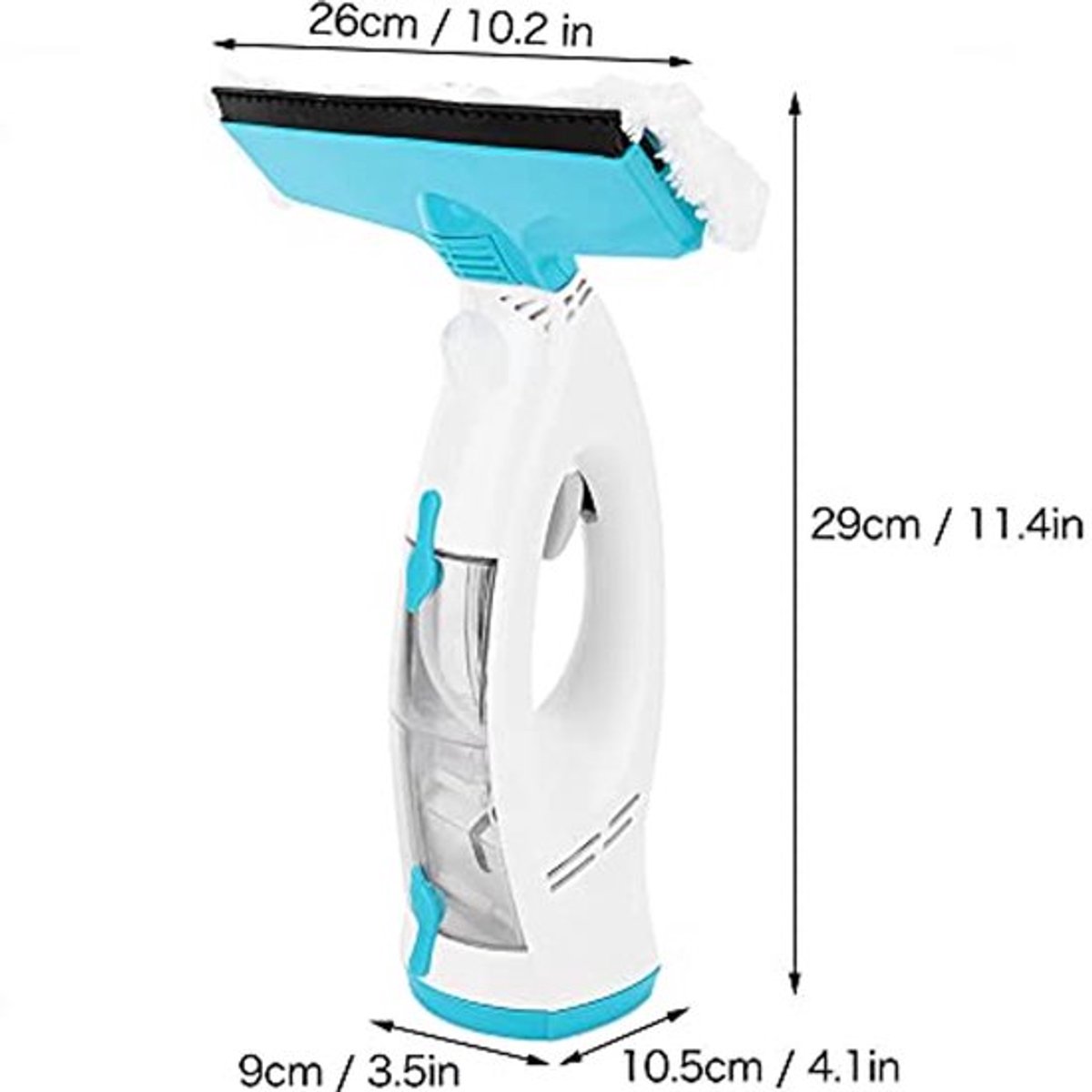 Glasreiniger, draadloze, oplaadbare, draagbare stofzuiger met 2-in-1-functie, 10W voor thuisgebruik, arbeidsbesparend voor gezinsgebruik (Europese norm 100-240V, blauw/wit, vertaling)