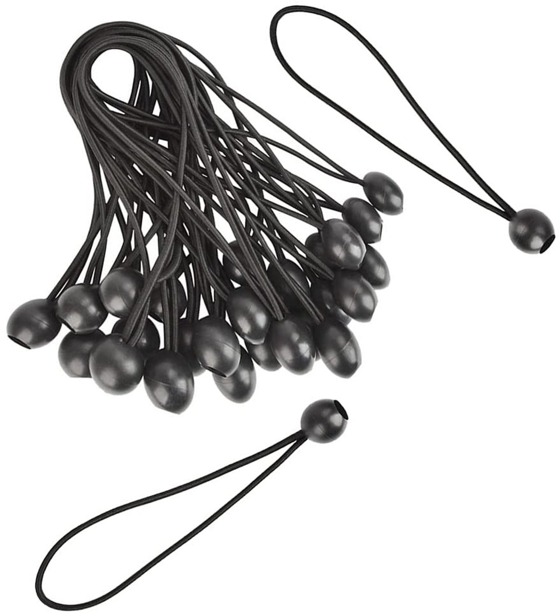 Elzusha - Bungee Cord - 30 stuks - 20 cm - Rubber - Ideaal voor tuin en camping - Zwart - Voor diverse toepassingen