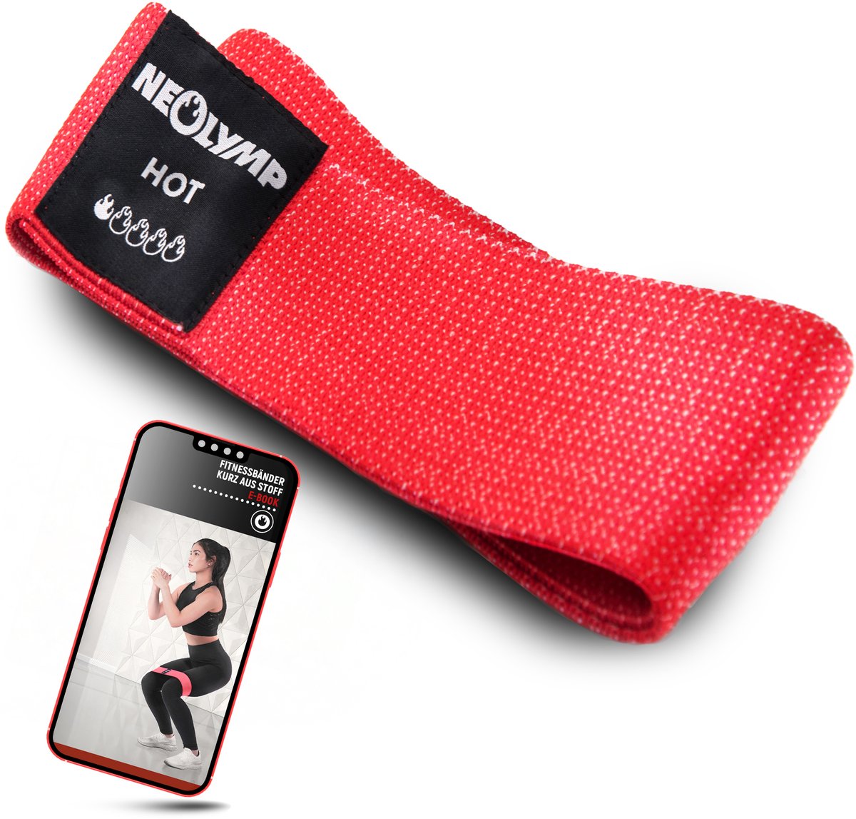 NEOLYMP Korte fitnessbanden Niveau 1 – Huidvriendelijke Mini Bands, robuuste Bands