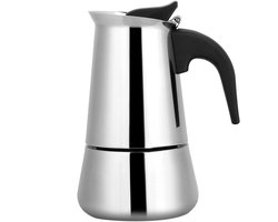 Jhubersproducts - Draagbare moka - Italiaanse espressokoker - Voedselveilig roestvrij staal - Optioneel 100 ml - Ergonomische greep - Geschikt voor ko
