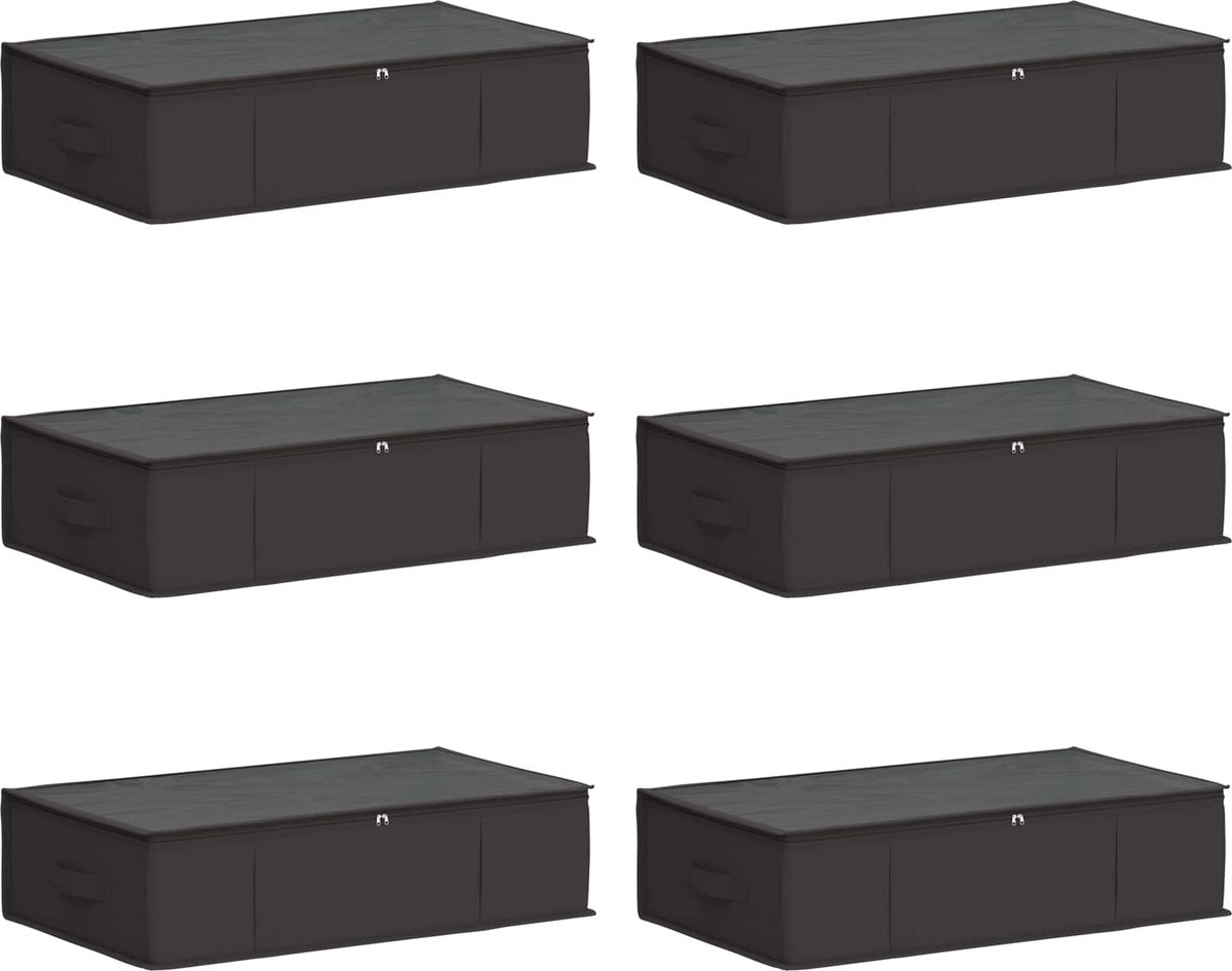 vidaXL - Opbergdoos - met - transparant - bovenraam - 6 - pcs - Antracietkleurig