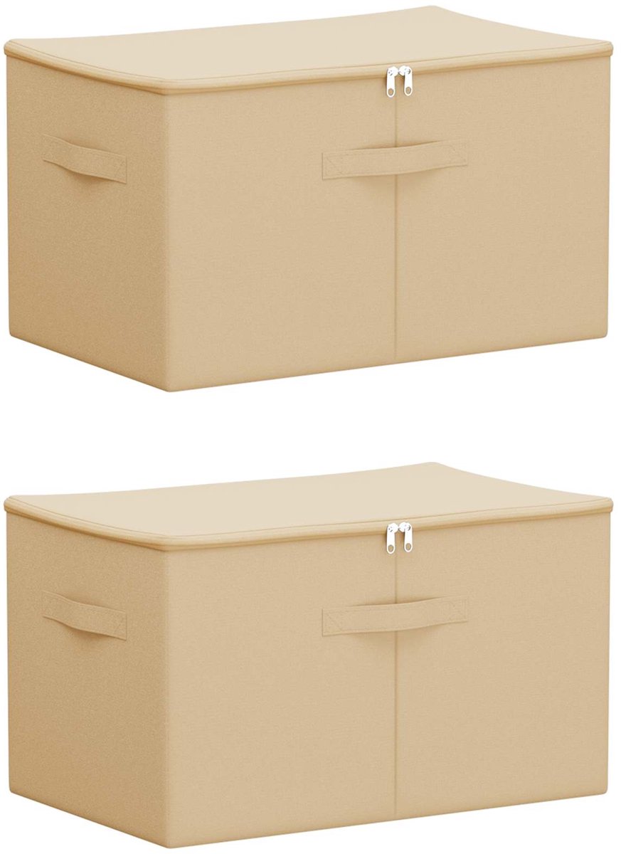 vidaXL - Opbergbox - 2 - pcs - Crèmekleurig - 55 - x - 35 - x - 32 - cm - Nonwoven - stof