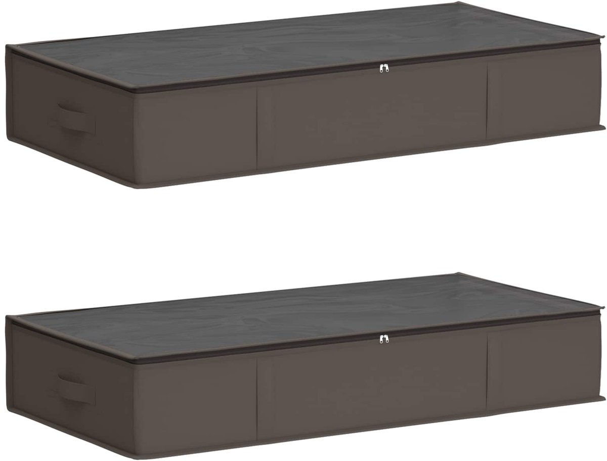 vidaXL - Opbergdoos - met - transparant - bovenraam - 2 - pcs - Grijs - Nonwoven - stof