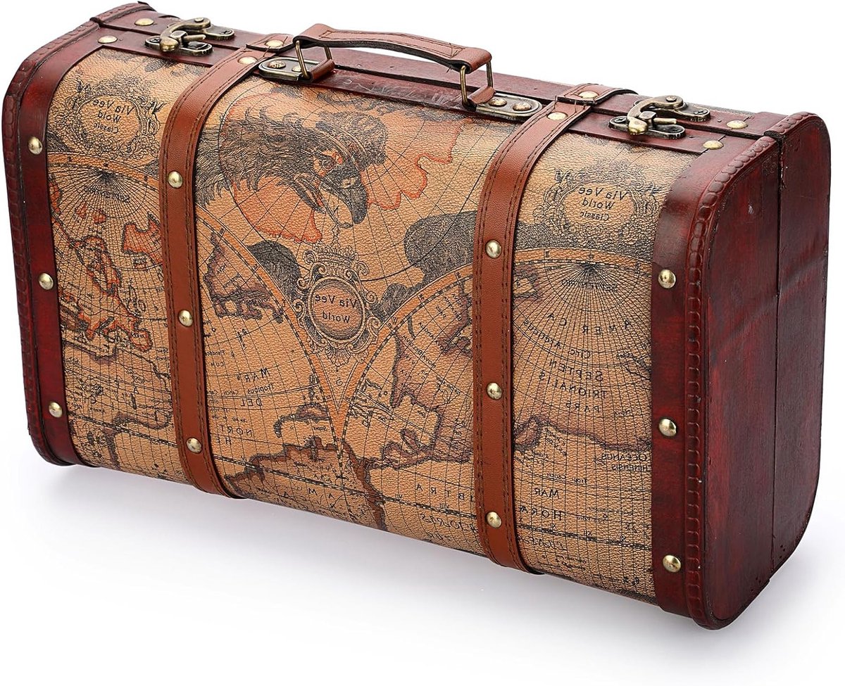 Multifunctionele Houten Kist met Handvat, 38 x 23 x 14 cm, Ideaal voor Cadeaus, Decoratie en Reizen