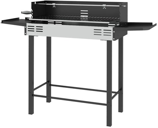 Premie 2-in-1 Houtskool Barbecue - Smoker Barbecue - Houtskoolgrill - met Verstelbaar Grillrooster, 1 Draaispit, Wielen - BBQ voor Kamperen, Buiten, Tuin - 118 x 32 x 90 cm - Zwart + Zilver van Merkloos — afbeelding 3