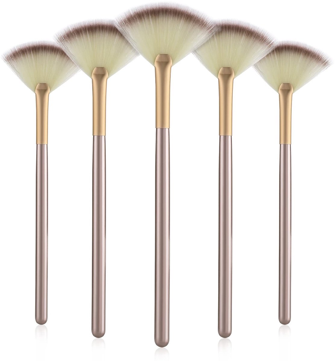 Allecto plus - Set van 5 zachte gezichtsventilatorborstels voor make-up en maskerapplicatie