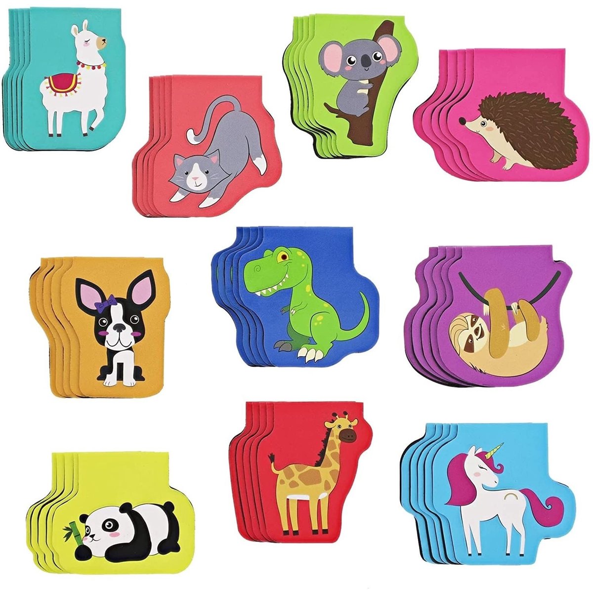 Shopcentral - Mini Magnetische Bladwijzers - Kleurige Dieren - Perfect voor Kinderen - 50 Stuks - Leuke Boekmarkeringen - Voor School en Lezen