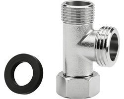 3/8 Zoll T-stuk voor waterverbinding, 3-weg T-kraan voor sanitair, duurzaam messing voor badkamer en keuken, ideaal voor waterleidingen en leidingen