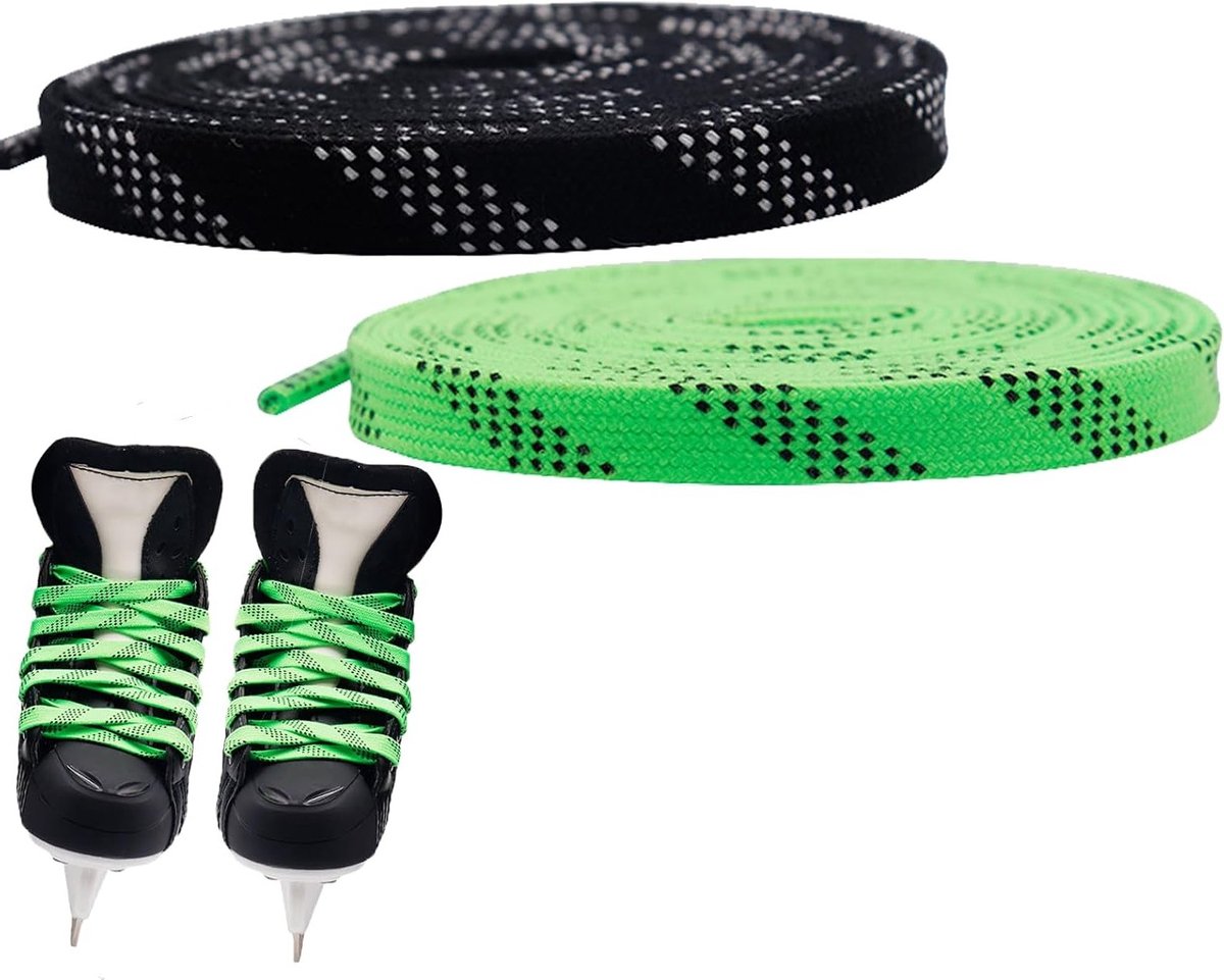 Set van 2 Gewaxte Schoenveters voor IJshockey, 244 cm, Duurzaam en Slipvast, Geschikt voor Sportgebruik