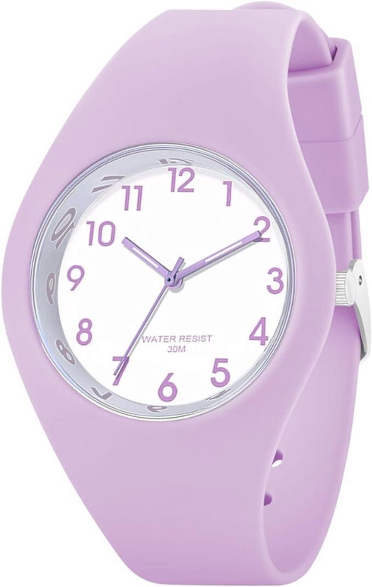 Dameshorloge met siliconen band, waterdicht analoog sporthorloge, analoog quartzhorloge voor dames, grote wijzerplaat, gemakkelijk af te lezen, modieus, stijlvol, eenvoudig voor vrouwen en meisjes,Taro Paars