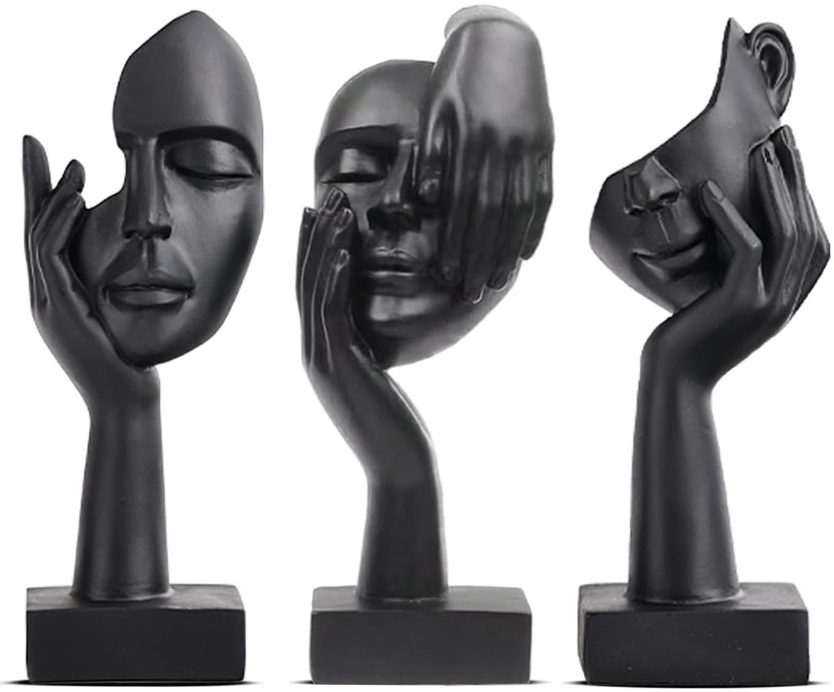 Moderne sculptuur - decoratieve figuren voor woonkamer - 3 stuks - zwart