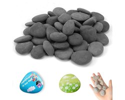 Virtubuy - Platte stenen om te beschilderen - Decoratieve stenen voor creatieve projecten - Grijs - Natuursteen voor aquariums - Perfect voor DIY ac...
