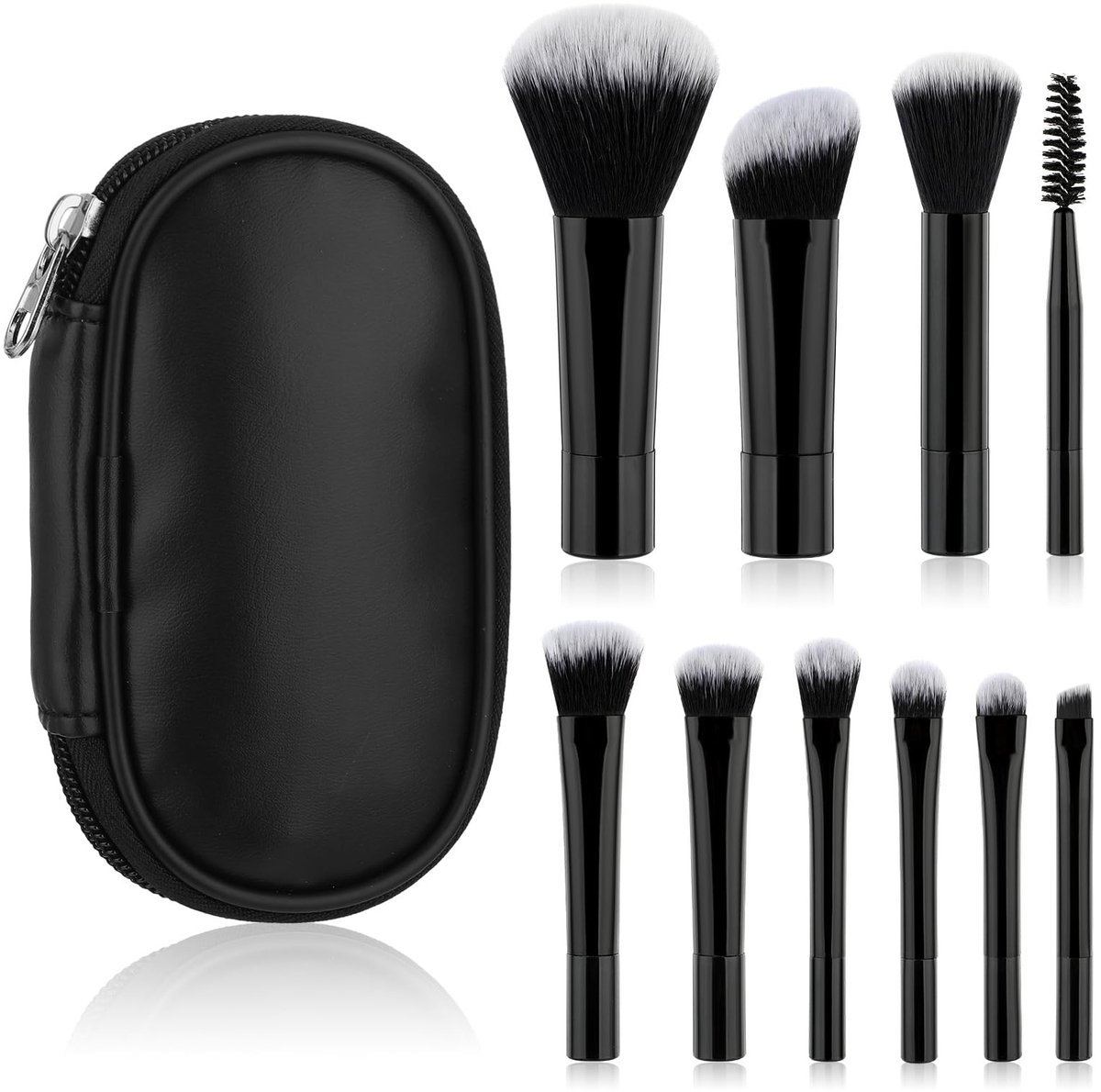 NTHProducts - Mini Makeup Set - Reis Make-up Borstels - Compact en Lichtgewicht - Voor Make-up Lovers - Inclusief Opbergcase - Geschikt voor Diverse Ma..