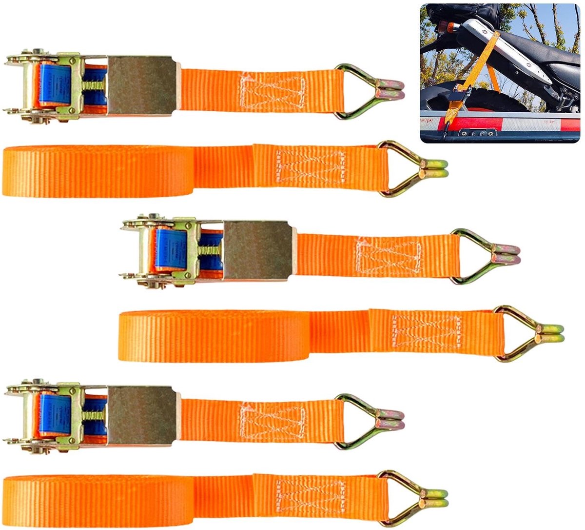 NTHProducts - Lashing Straps - Verstelbare spanbanden - 1200 kg belastbaarheid - Oranje - Inclusief haken - Ideaal voor veilig transport - 6 meter lang