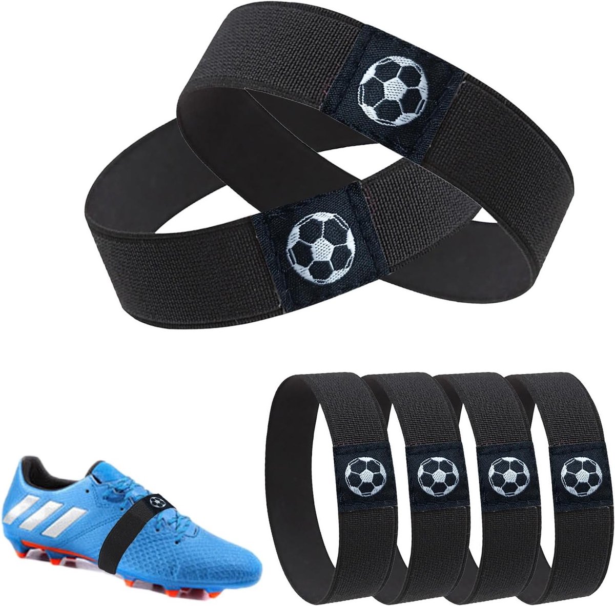 Set van 6 veters fixatiebanden - Voorkom loslaten van voetbalschoenen - Ideaal voor triatlon en sportieve schoenen