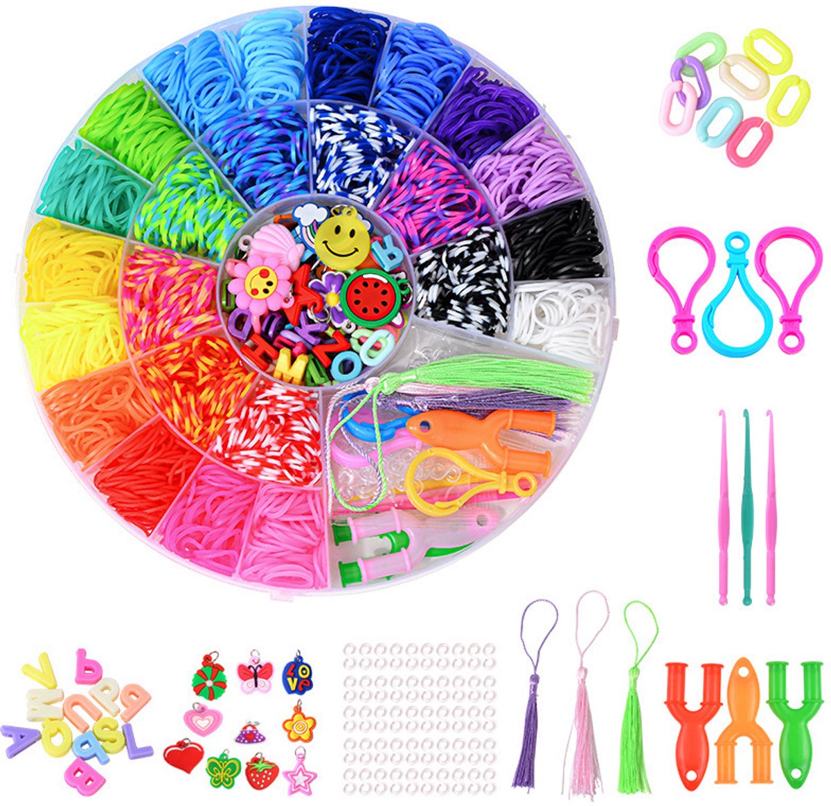 Joyage Armbandjes maken meisjes – 2000 stuks Loombandjes set - Armbandjes maken kind knutselpakket meisjes speelgoed meisje 6 jaar 7 jaar 8 jaar 9 jaar Knutselen bracelet making kit Sieraden maken meisjes - Armbanden maken kinderen knutselen meisjes