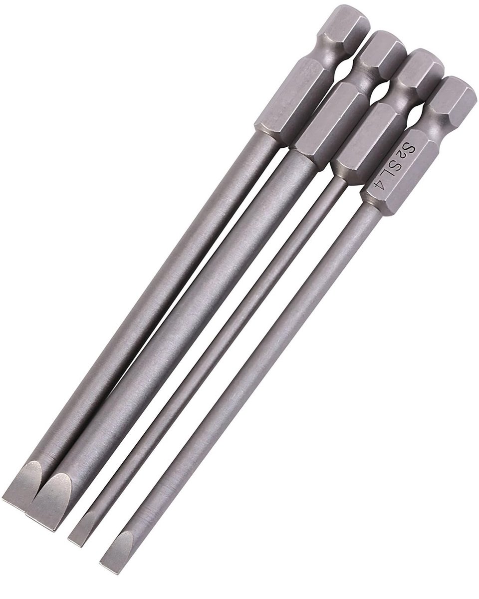 Allecto - 4Pcs Schroevendraaier Set - S2 Staal - Magnetische Bits - 100Mm - Hex en Sleuf - Geschikt voor Hand- en Elektrische Schroevendraaiers